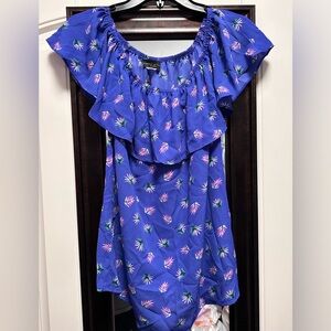 Simply Styled Blue Ruffled Sleeveless Blouse